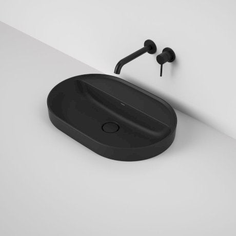 Caroma Liano II 600mm Pill Inset Basin with Tap Landing (0 Tap Hole) Matte Black - Sydney Home Centre