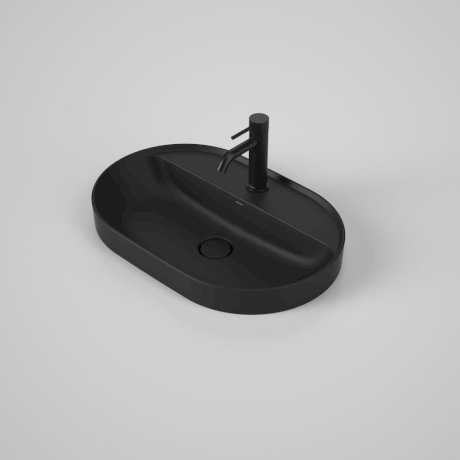 Caroma Liano II 600mm Pill Inset Basin with Tap Landing (1 Tap Hole) Matte Black - Sydney Home Centre