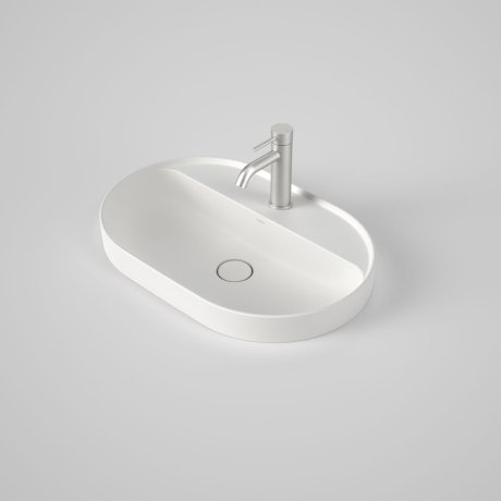 Caroma Liano II 600mm Pill Inset Basin with Tap Landing (1 Tap Hole) Matte White - Sydney Home Centre