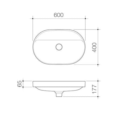 Caroma Liano II 600mm Pill Inset Basin with Tap Landing (0 Tap Hole) White - Sydney Home Centre