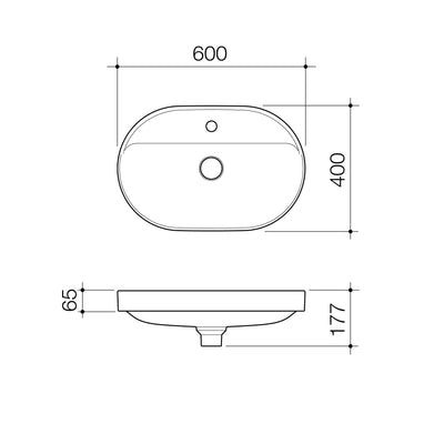 Caroma Liano II 600mm Pill Inset Basin with Tap Landing (1 Tap Hole) White - Sydney Home Centre