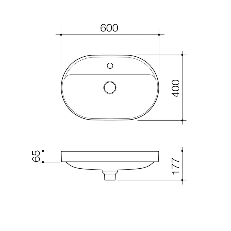 Caroma Liano II 600mm Pill Inset Basin with Tap Landing (1 Tap Hole) White - Sydney Home Centre