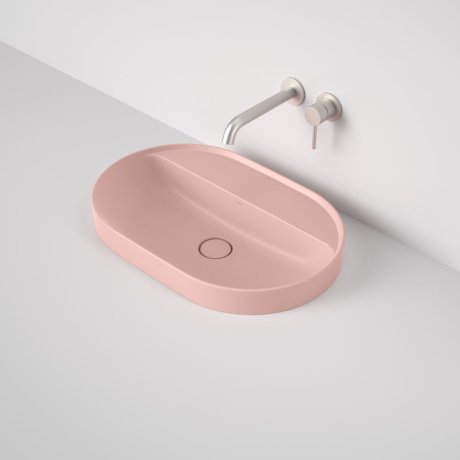 Caroma Liano II 600mm Pill Inset Basin with Tap Landing (0 Tap Hole) Matte Pink (Special Order) - Sydney Home Centre
