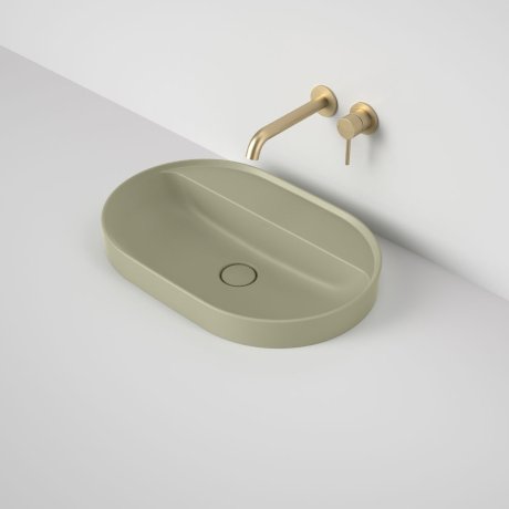 Caroma Liano II 600mm Pill Inset Basin with Tap Landing (0 Tap Hole) Matte Green (Special Order) - Sydney Home Centre