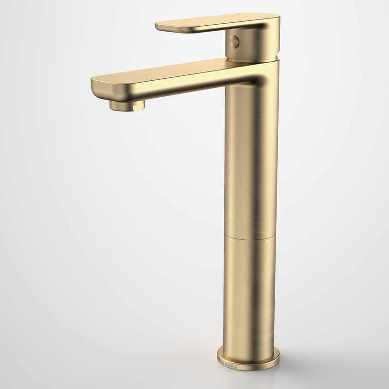 Caroma Luna Tower Basin Mixer Brushed Brass 6 Star - Sydney Home Centre