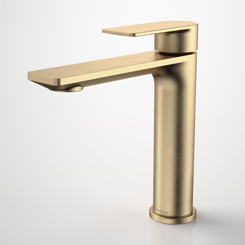 Caroma Urbane II Mid Tower Lead Free Basin Mixer Brushed Brass - Sydney Home Centre