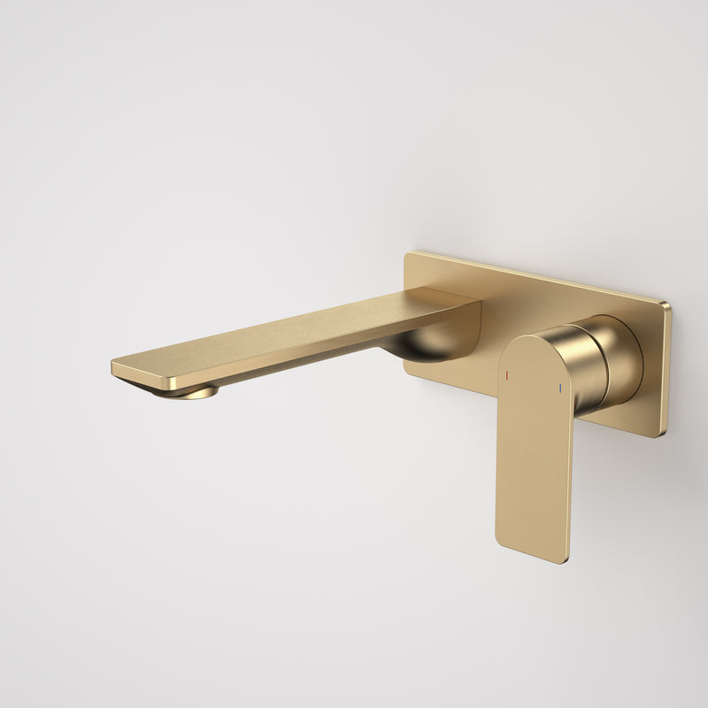 Caroma Urbane II Wall Basin/Bath Mixer Rectangular Cover Plate 180mm Brushed Brass - Sales Kit - Sydney Home Centre