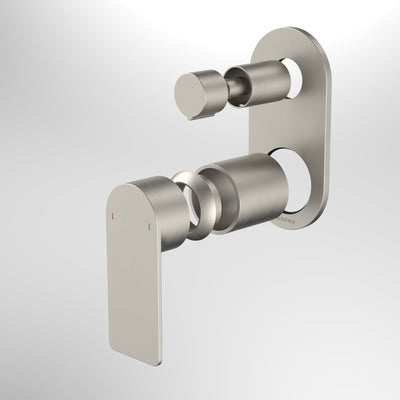 Caroma Urbane II Bath / Shower Mixer With Diverter Trim Kit Round Cover Plate Brushed Nickel - Sydney Home Centre