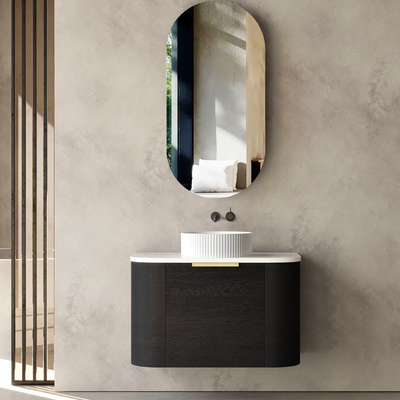 Otti Bondi 750mm Curve Vanity Black Oak (Cabinet Only) - Sydney Home Centre