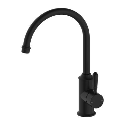 Nero York Kitchen Mixer Goosneck Spout With Metal Lever Matte Black - Sydney Home Centre