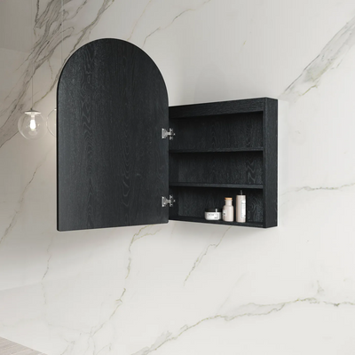 Otti Archie 900mm LED Shaving Cabinet Black Oak - Sydney Home Centre