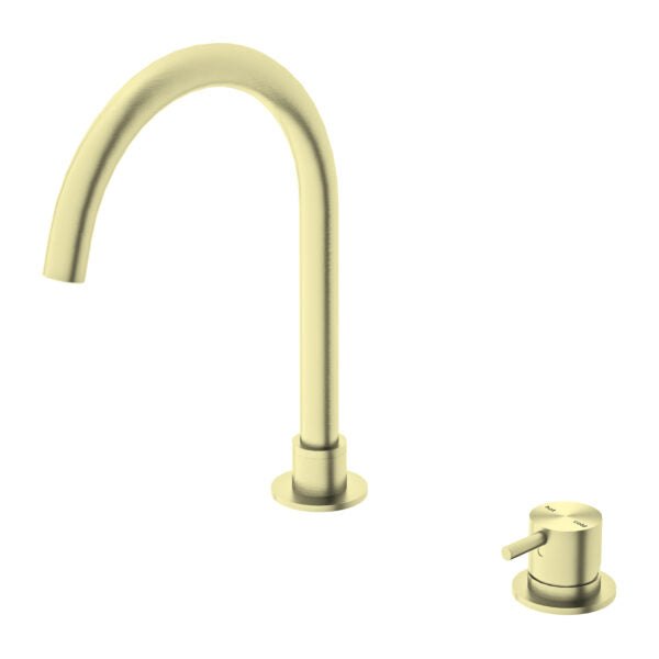 Nero Mecca Hob Basin Mixer Round Spout Brushed Gold - Sydney Home Centre
