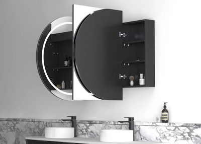 Otti Bondi 1800mm LED Shaving Cabinet Black Oak - Sydney Home Centre