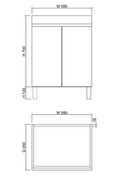 Viva ABS MFL2 600mm Light Oak Single Bowl With Legs Freestanding Vanity (Volvo Polymarble Top) - Sydney Home Centre