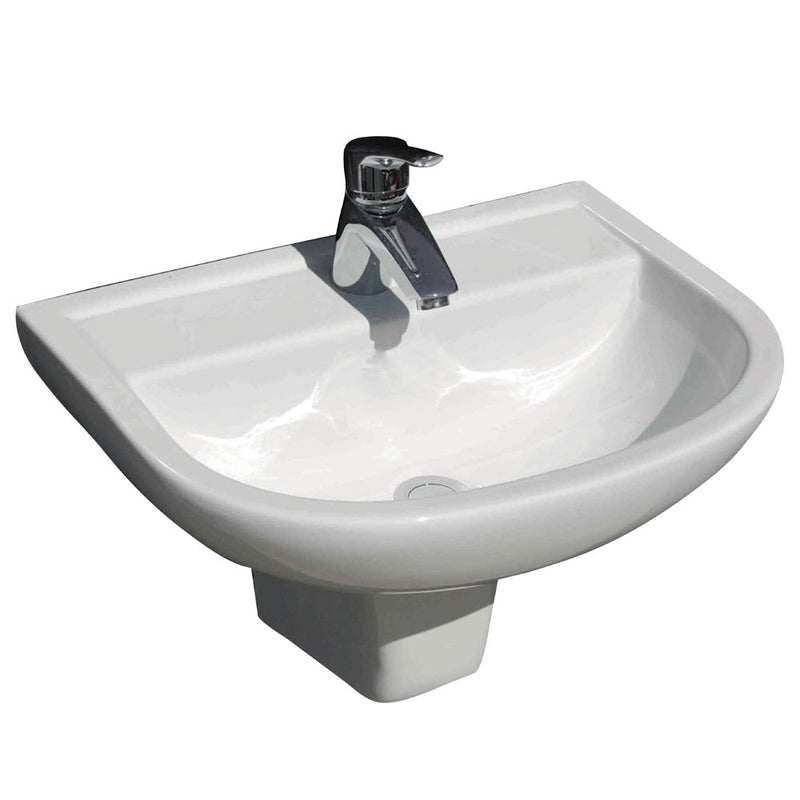 Fienza RAK X500 1 Tap Hole Wall Basin With Integral Shroud Gloss White - Sydney Home Centre