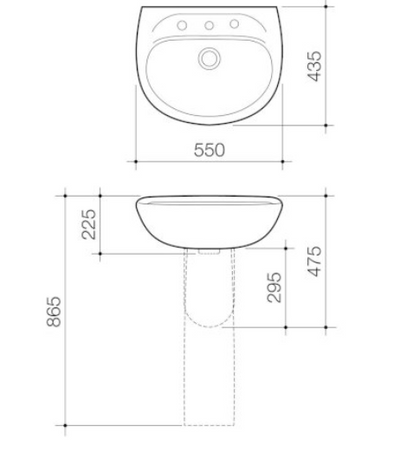 Caroma Caravelle Wall Basin 1 Tap Hole White - Sydney Home Centre