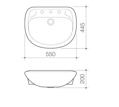 Caroma Caravelle 550 Semi Recessed Basin 1 Tap Hole White - Sydney Home Centre