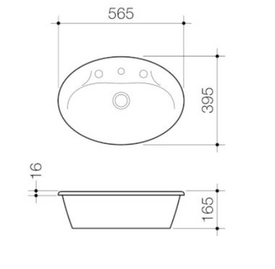 Caroma Centro Vanity Basin 3 Tap Hole White - Sydney Home Centre