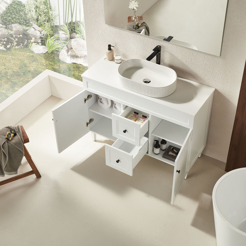 Ceto Harrington 1200mm Middle Drawer Freestanding Vanity Matte White (Quartz Stone Top) - Sydney Home Centre