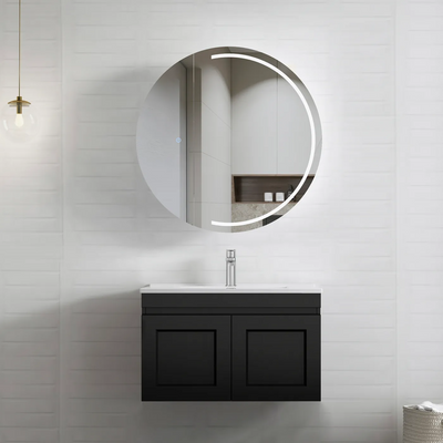 Otti Hampton Mark II 750mm Wall Hung Vanity Black Satin (Cabinet Only) - Sydney Home Centre