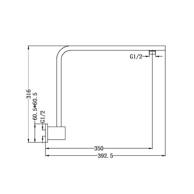 Nero Square Swivel Shower Arm Brushed Nickel - Sydney Home Centre