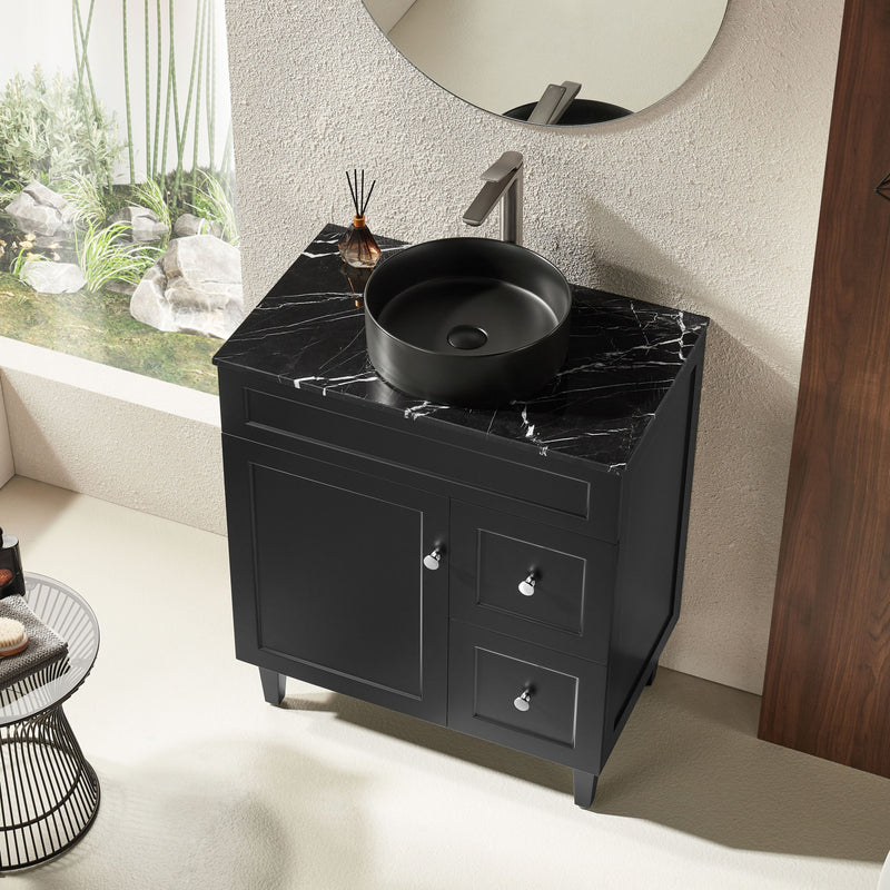 Ceto Harrington 750mm Right Hand Drawer Freestanding Vanity Matte Black (Quartz Stone Top) - Sydney Home Centre