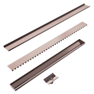 Nero Tile Insert V Channel Floor Grate 50mm Outlet With Hole Saw Brushed Bronze - Sydney Home Centre