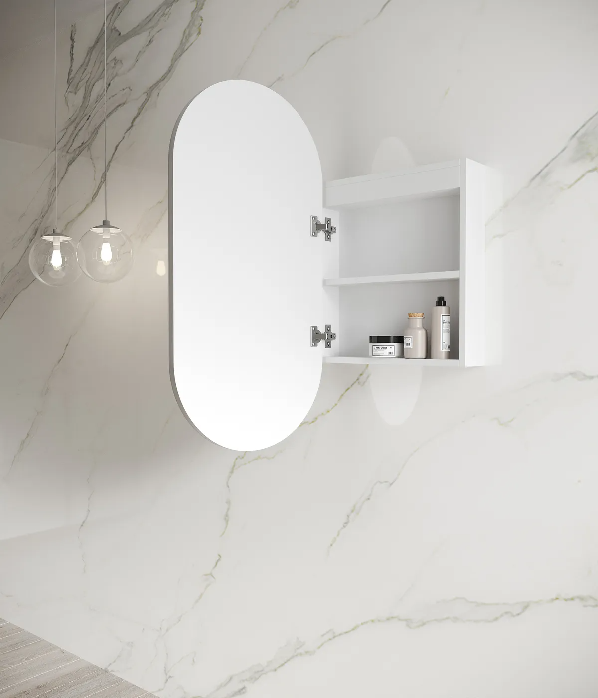 Otti Noosa 900mm LED Shaving Cabinet Matte White - Sydney Home Centre