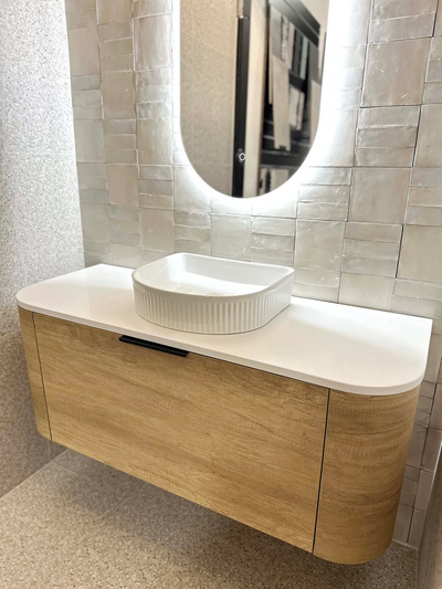 Otti Bondi 1200mm Curve Vanity Natural Oak (Cabinet Only) - Sydney Home Centre