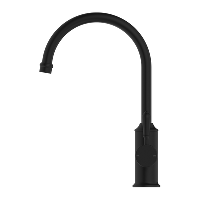 Nero York Kitchen Mixer Goosneck Spout With Metal Lever Matte Black - Sydney Home Centre