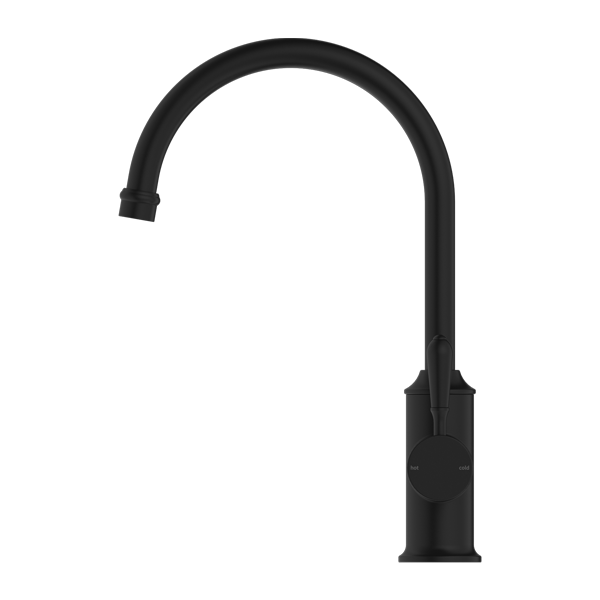 Nero York Kitchen Mixer Goosneck Spout With Metal Lever Matte Black - Sydney Home Centre