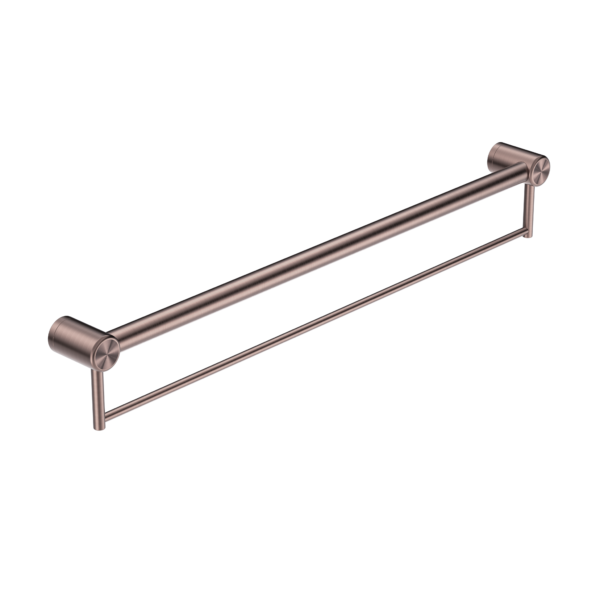 Nero Mecca Care 32mm Grab Rail With Towel Holder 900mm Brushed Bronze - Sydney Home Centre