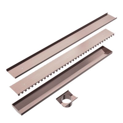 Nero Tile Insert V Channel Floor Grate 89mm Outlet With Hole Saw Brushed Bronze - Sydney Home Centre