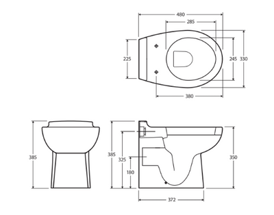 Fienza RAK Junior Wall-Faced Toilet Suite P-Trap White - Pan + Seat ONLY (cistern not included) - Sydney Home Centre