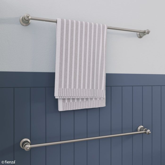 Fienza Lillian Single Towel Rail 800mm PVD Brushed Nickel