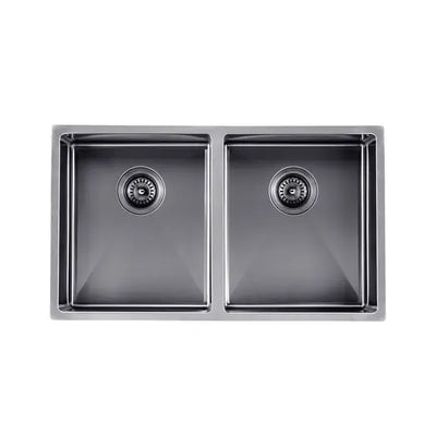 Aguzzo Stainless Steel Kitchen Sink 820mm Double Bowl Top/Under Mount Gunmetal Grey - Sydney Home Centre