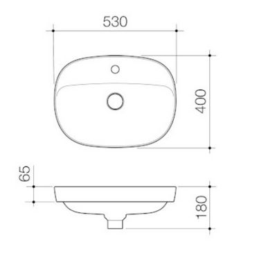 Caroma Contura II 530mm Inset Basin with Tap Landing (1 Tap Hole) Matte White - Sydney Home Centre