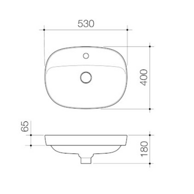 Caroma Contura II 530mm Inset Basin with Tap Landing (1 Tap Hole) White - Sydney Home Centre