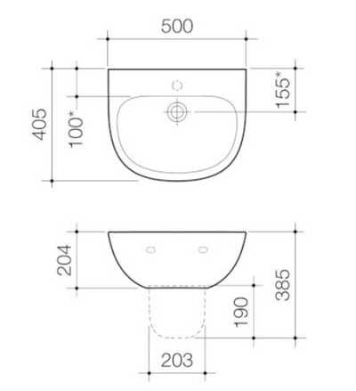 Caroma Care 500 Wall Basin 1 Tap Hole White with GermGard® - Sydney Home Centre