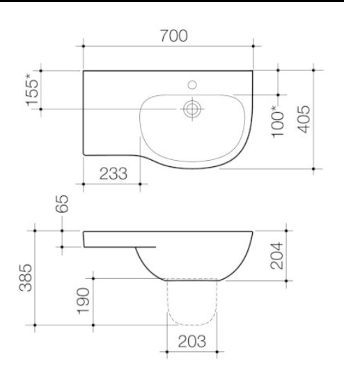 Caroma Care 700 Wall Basin with Right Hand Shelf No Tap Hole White with GermGard® - Sydney Home Centre