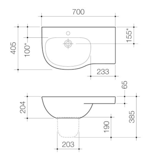 Caroma Care 700 Wall Basin with Left Hand Shelf No Tap Hole White with GermGard® - Sydney Home Centre