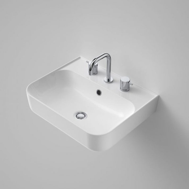 Caroma Tribute Rectangle 500mm White Wall Basin 3 Tap Hole With Overflow - Sydney Home Centre
