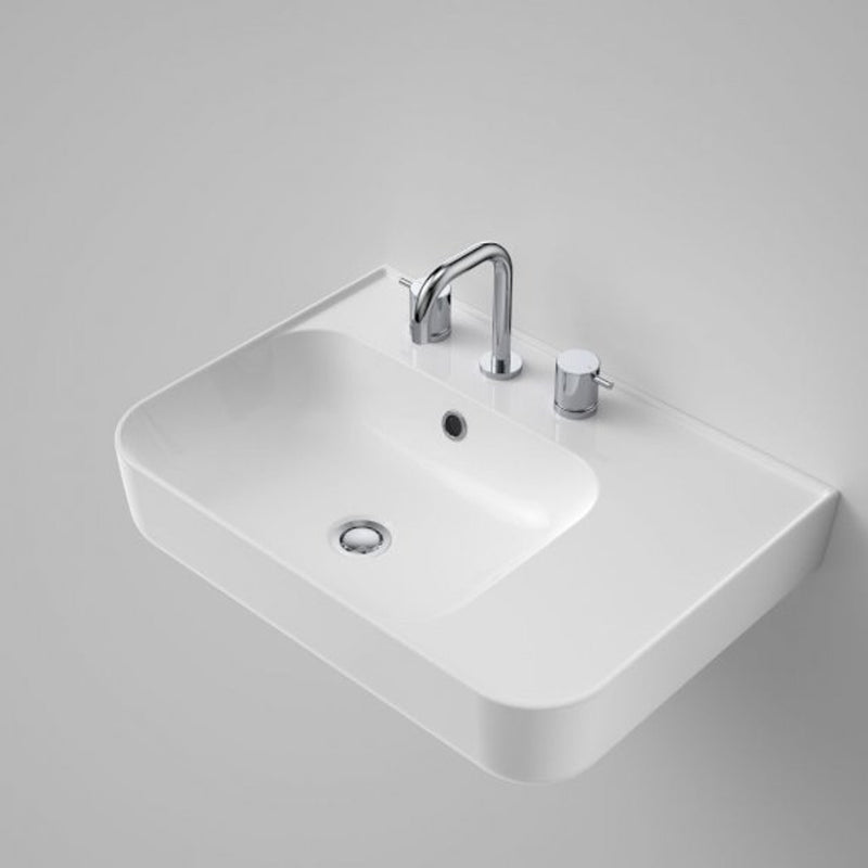 Caroma Tribute Rectangle 600mm Right Hand Shelf Wall Basin 3 Tap Hole With Overflow - Sydney Home Centre