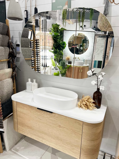 Otti Bondi 1200mm Curve Vanity Natural Oak (Cabinet Only) - Sydney Home Centre