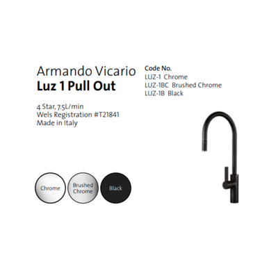 Armando Vicario Luz Gooseneck Pull-Out Mixer Chrome