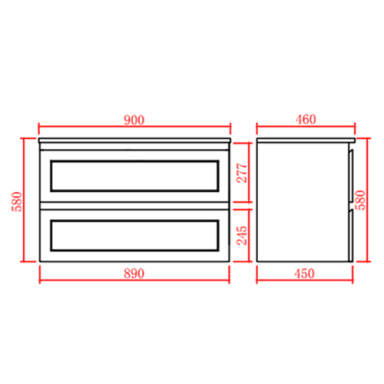 Ceto Fremantle 900mm Double Drawer Wall Hung Vanity Matte Black (Marble Stone Top) - Sydney Home Centre