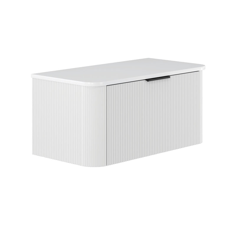 Fienza Minka Curved Satin White 900mm Wall Hung Cabinet - Sydney Home Centre