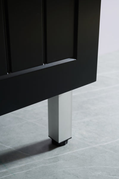 Ceto Acacia 750mm Left Hand Drawer Freestanding Vanity Matte Black (Cabinet Only) - Sydney Home Centre