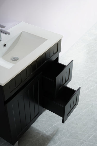 Ceto Acacia 750mm Right Hand Drawer Freestanding Vanity Matte Black (Cabinet Only) - Sydney Home Centre