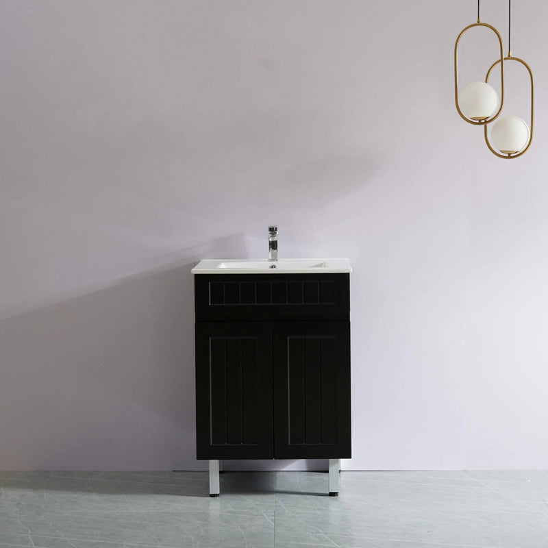 Ceto Acacia 600mm Freestanding Vanity Matte Black (Cabinet Only) - Sydney Home Centre